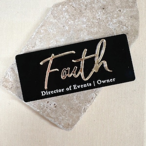 Acrylic Name tag personalized name tag work Custom Magnetic Name Badge Custom Bubble Script Name Tag gold mirror acrylic tag with magnet