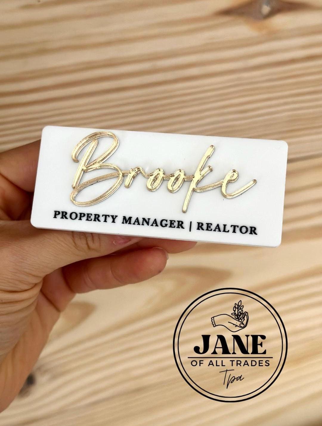 Custom acrylic name badge magnetic name badge acrylic name plate acrylic name tag clip custom business name badge script name tag