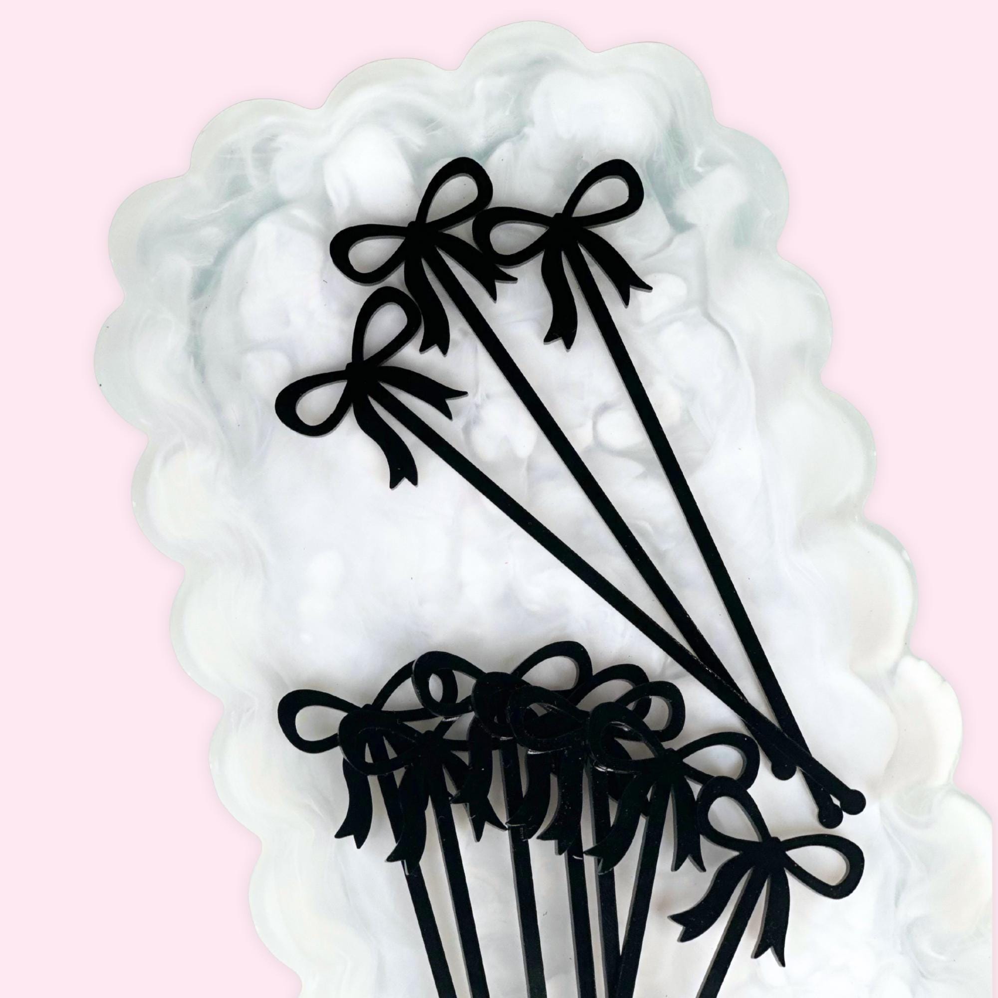Lot De 60 Touillettes à Cocktail En Acrylique Avec Nœud Rose