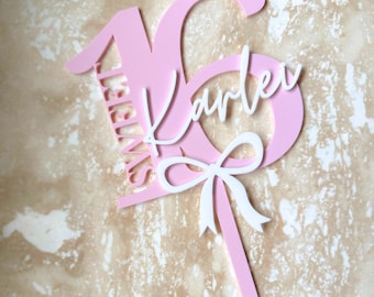 Sweet 16 Birthday Cake Topper Personalized Cake Topper Custom Acrylic 16th Birthday Cake Topper Sweet 16 Party Decor Teen Birthday Party