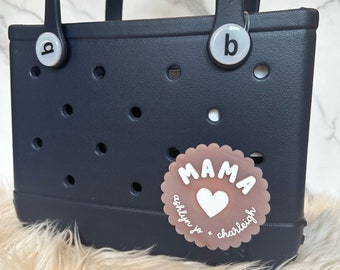 Bogg bag custom charm Beach bag accessory personalized Mother's day gift Custom bag tag Mama charm rubber tote bag for mom with acrylic tag