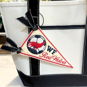 Custom School Bag Charm Embroidered Team Spirit Keychain High School Graduation Gift College Bag Charm Teacher Appreciation Staff Gift Group