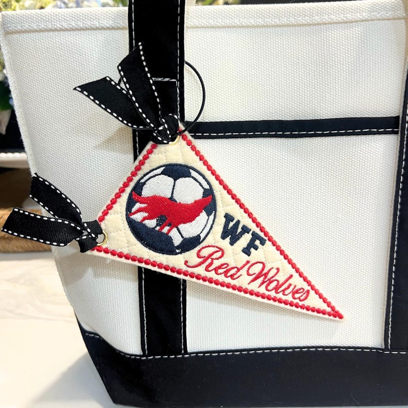 Custom School Bag Charm Embroidered Team Spirit Keychain High School Graduation Gift College Bag Charm Teacher Appreciation Staff Gift Group