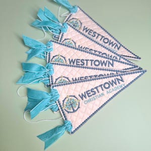 Custom Logo Bag Charm embroidered Felt Pennant with Logo Small Business Personalized Pennant Keychain Employee Gift logo Office Decor