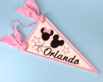 Orlando Trip Reveal Ornament Felt Pennant Vacation Announcement Gift Idea Destination Ornament Theme Park Souvenir for Traveler