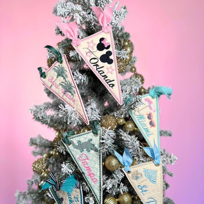Custom City Felt Pennant Ornament Vacation Souvenir Felt Ornament