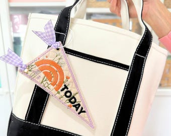 Custom Logo Bag Charm embroidered Felt Pennant with Logo Small Business Personalized Pennant Keychain Employee Gift logo Office Decor
