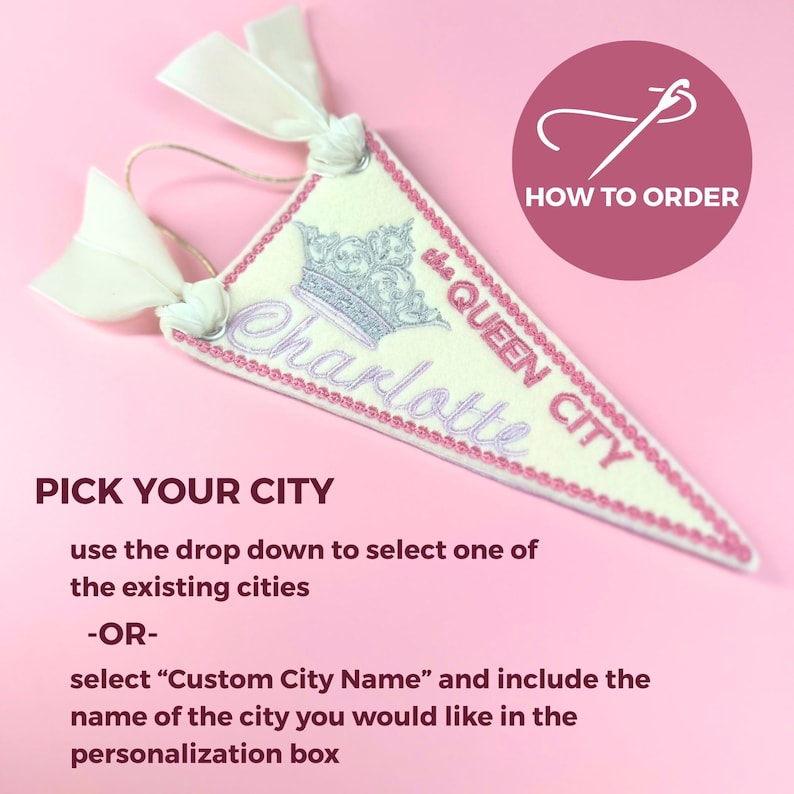 Custom city Felt Mini Pennant Ornament vacation souvenir felt ornament charlotte