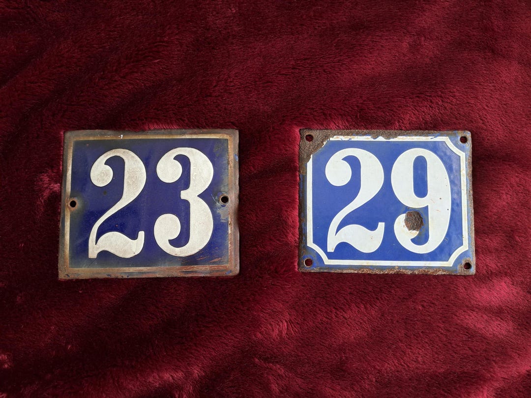 Old House Number Sign Vintage Enamel Sign Blue Retro House Number 23 29 ...