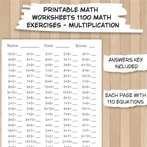 Hojas de trabajo de división para niños / Práctica de operaciones de división / Hojas de trabajo de matemáticas imprimibles / Tablas de división / Aprendizaje en casa