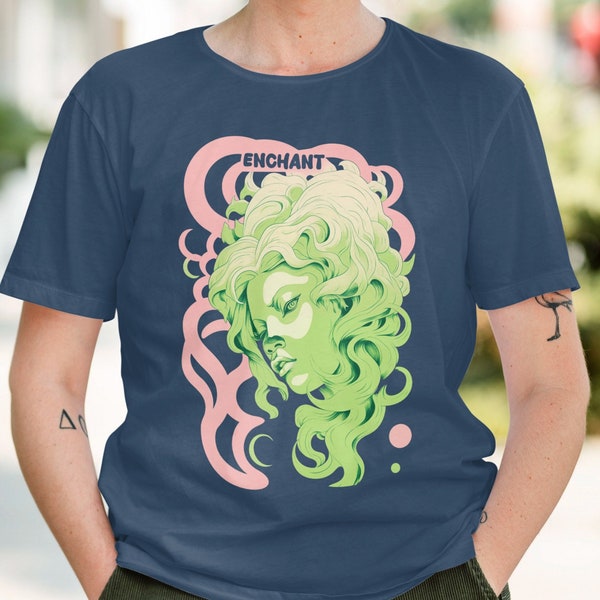 Medusa Snake Face Tshirt, Unisex Eco-friendy Classic T-shirt, Goddess Greek Mythology Cotton Tee, Woman Face Shirt Tattoo Style Gift for Her