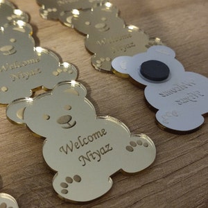 Favors, plexiglass with engraving, baby shower, souvenirs, bear