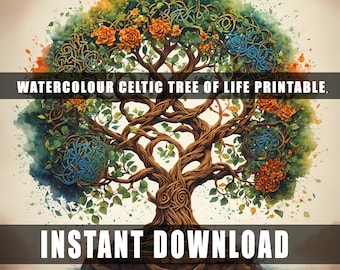 watercolour, Celtic tree of life, poster