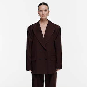 Women’s Oversized Blazer, Double Breasted Oversized Blazer with Buttons, Tailored Fit Office Jacket, Casual Stylish Look, Elegant Jacket