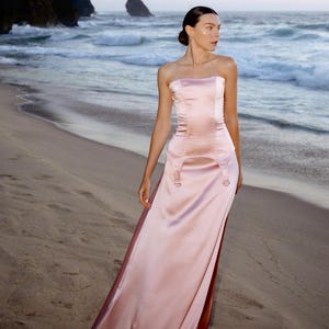 Two Piece Satin Dress Set for Women, Strapless Corset and Long Skirt, Formal Matching Set, Elegant Evening Outfit for Her, Summer Party Look