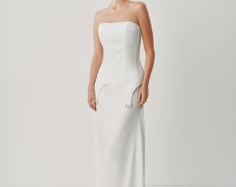 Satin Corset and Maxi Skirt Set, Elegant Evening Outfit, Wedding Guest Dress