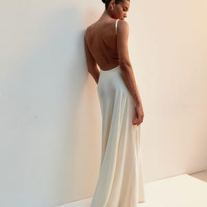 Satin Backless Bridal Dress, Elegant Long Wedding Gown for Modern Bride, Minimalist Satin Maxi Dress, Reception or Elopement Outfit