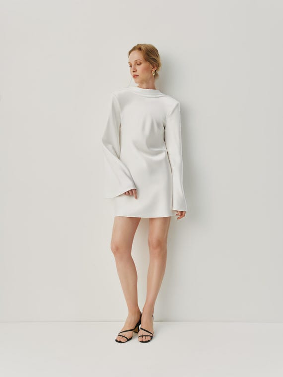 long sleeve short dress for wedding guest Garvee Women's Velvet Dress Elastic Waistline Fall Long Sleeve Wedding Guest Short Wrap Tunic Formal Dress Black Small
