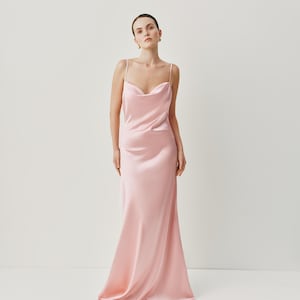 Pink Formal Evening Gown – Sleeveless Maxi Dress with Open Back, Custom Tailored Floor Dress for Wedding, Anniversary, Cocktail, Prom Party