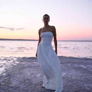 Strapless Maxi Dress, Elegant Evening Gown, Long Formal Dress with Bustier Top, Wedding Guest Outfit, Party Dress for Women, Holiday Look