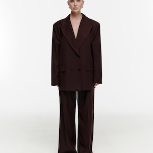 Double Breasted Oversized Blazer with Buttons, Tailored Fit Office Jacket, Casual Streetwear Blazer, Elegant Outfit, Women’s Formal Jacket