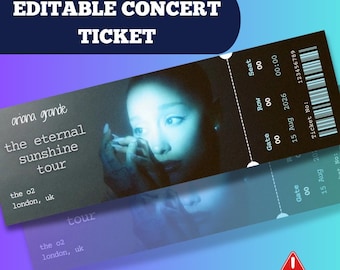 Ariana Grande The Eternal Sunshine Tour Ticket | Editable Canva Template | Digital Download