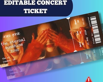 Ariana Grande The Eternal Sunshine Tour Ticket | Editable Canva Template | Digital Download