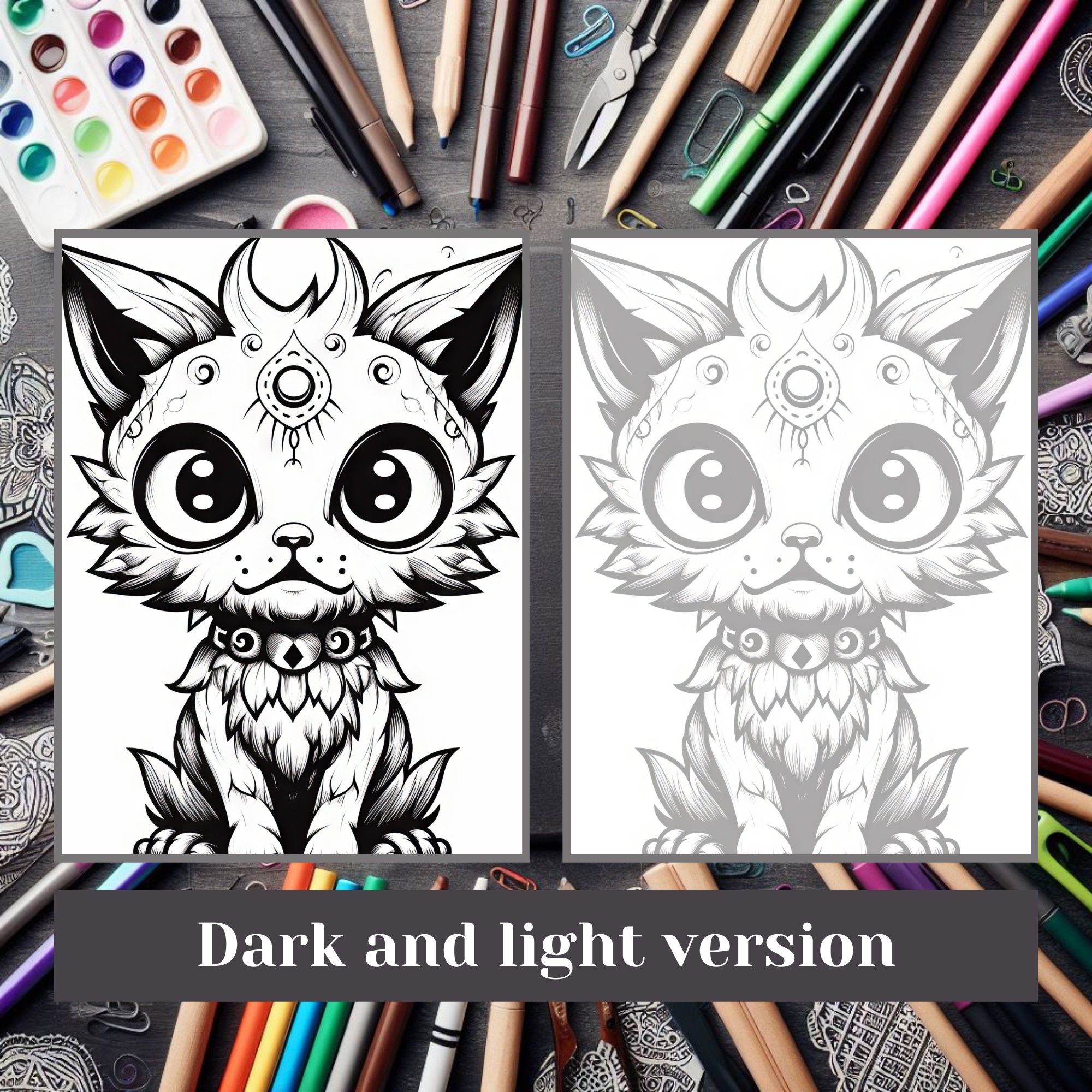 25 Creepy Cute Animals Colouring Pages for Adults and Kids. Grayscale ...