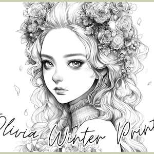 Beautiful Women Coloring Pages Printable, Instant Download woman portrait coloring pages, Digital Download coloring pages, PDF coloring page