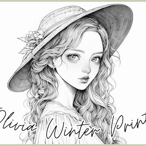 Beautiful Girl Portrait Coloring Pages, Printable instant Download Illustration, Woman Portrait Digital Download coloring page Printable Art