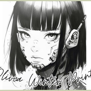 Cyberpunk Girls Coloring Pages, Instant Download Printable Coloring sheets, Cyberpunk Digital Download Coloring pages, Digital Coloring