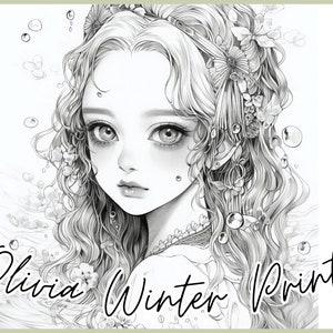 A girl in the water Coloring Pages, Printable Marmaid coloring pages Instant Download, Digital Download Fantasy coloring pages Printables