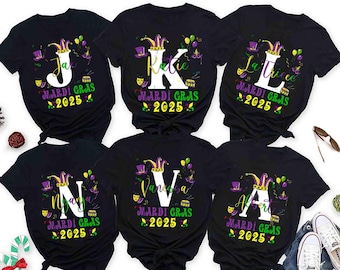 Personalized Monogrammed Family Shirt, Custom Mardi Gras With Name, Mardi Gras Family Shirts, Fat Tuesday Shirts, Louisiana Family Vacation