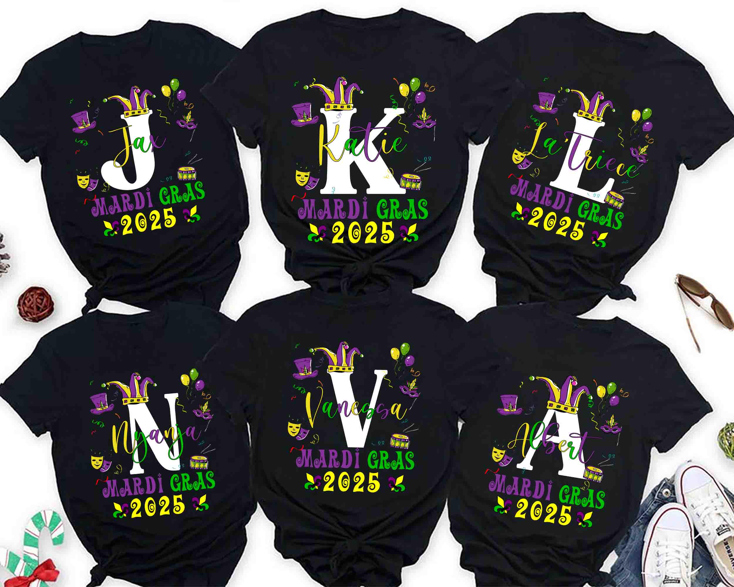 Personalized Monogrammed Family Shirt, Custom Mardi Gras With Name, Mardi  Gras Family Shirts, Fat Tuesday Shirts, Louisiana Family Vacation