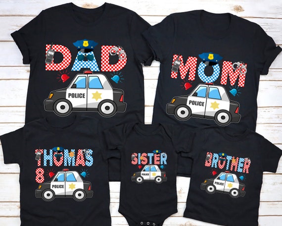 Police Car Mom Of The Birthday Boys T-Shirt Police Car Mom Of The Birthday Boys T-Shirt