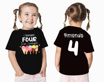 I Scream Four Ice Cream Birthday Shirt | Girls 4th Birthday Shirt | Sprinkles Birthday Shirt | Ice Cream Birthday Shirt | Forth Birthday