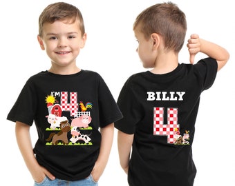 Barn Animals Birthday Shirt for Boys,Farm Boy Birthday Party Outfit,Mini Farmer Toddler Shirt,Animal Farmer, Cow Banyard Animal Shirt