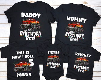 Monster Truck Birthday Shirt, Birthday Boy Monster Truck Shirt, Family Birthday Truck Shirt, Custom Monster Truck Birthday Shirt, Truck Bday
