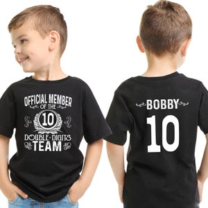 Personalised Kids Birthday T Shirt 10th Birthday Shirt Double Digits Team Shirt Double Digit 10th Birthday Shirt Custom Age Birthday Shirts