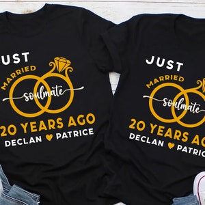 Custom Just Married 20 Years Ago Shirt,20th Wedding Anniversary Matching Couples Shirt,Gift for 20th Wedding Anniversary,Married for 20 Year