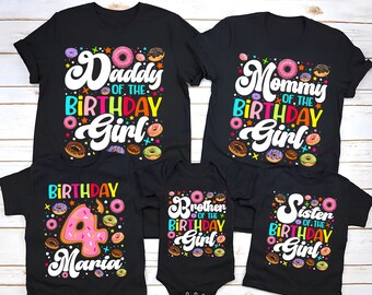 Donut Birthday Shirt, Donut Family T-shirts, Birthday Girl, Donut Matching Family Shirts, Customized, Personalized Birthday Girl Outfit