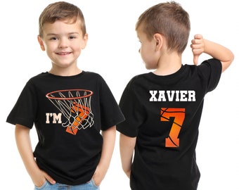 Boy Birthday shirt, Basketball birthday party shirt, Custom Age Birthday Shirt, basketball number outfit, personalized birthday boy shirt