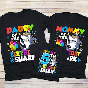 Birthday Shark Shirt, Mommy Daddy Shark Birthday Shirt,Shark Matching Family T-Shirts,Shark Theme Birthday Party Tee,Custom Name Shark Shirt