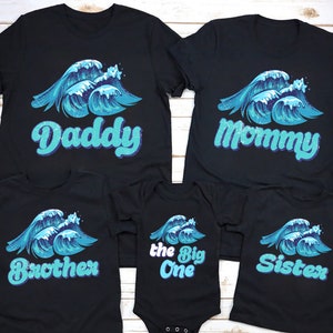 Surf Family Birthday Shirts, The Big One Shirt, 1st Birthday Shirt, Surf Birthday tee, Surfs Up, Surfer Mommy and Me, Ocean Wave