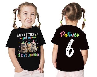 Cat Birthday Shirt Cute Cat Birthday TShirt Are You Kitten Me Birthday T-Shirts Girls Birthday Kitten Cat Birthday Party Outfit Kid Birthday