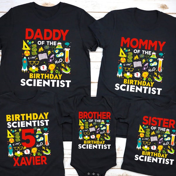 Custom Science Birthday Shirt, Family Matching, Personalized Science Birthday Party, Family Birthday Photo Science Outfit Kids Adult Science