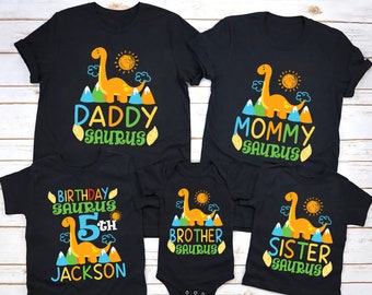 Matching Family Dinosaur Shirt Personalized Birthday Party Tshirt Custom Birthday Gift Kids Birthday Tee Dinosaur Outfit Mommy Daddy Saurus