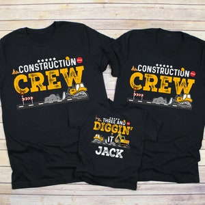 Construction Crew Shirt, Three and Diggin&#39; It, Birthday Boy Shirt, Dump Truck Birthday, Excavator Birthday, Construction Crew Shirt