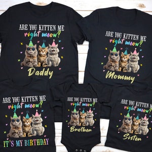 Cat Birthday Shirt Cute Cat Birthday TShirt Are You Kitten Me Birthday T-Shirts Girls Birthday Kitten Cat Birthday Party Outfit Kid Birthday