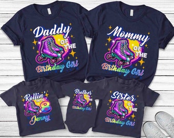 Roller Skate Birthday Shirt, Custom Rolling Into Birthday T-Shirt, Personalized Birthday Gift, Roller Skate Party, Girls Birthday Gift Tees